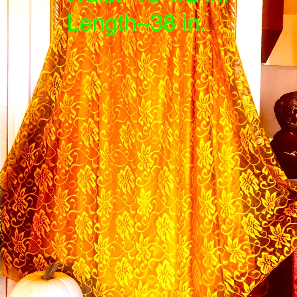 LuLaRoe Gold Floral Lace Fully Lined Maxi Skirt in Sz. Sm.